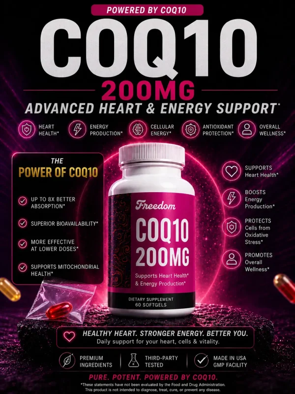 CoQ10 (Ubiquinone) | Cellular Energy & Heart Support | 200mg per Soft gel